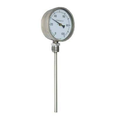 Hot sleeve bimetallic thermometer